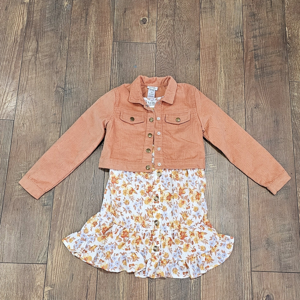 Floral Dress with Rust Jacket